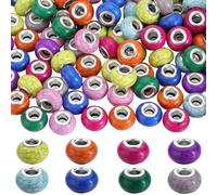 SOFPLATE 1 Caja de 120 Cuentas de Resina Rondelle con Agujero Grande Cuentas Europeas A Granel Núcleos de Latón de 14mm Dijes Espaciadores de Murano Cuentas Espaciadoras Sueltas de Porcelana para Bol