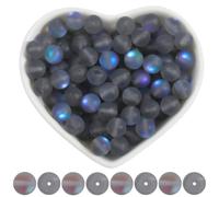 SOFPLATE 1 Caja de 150 Cuentas de Cristal Gris Mate Aurora de 8mm Bolas Redondas Esmeriladas Cuentas Espaciadoras Holográficas de Piedra Lunar de Cristal de Sirena Cuentas Sueltas para Hacer Joyas PU