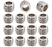 SOFPLATE 1 Caja de 150 Cuentas Espaciadoras de Metal con Agujero, Cuentas Tibetanas de 6x5mm, Diseño Retro de Plata Antigua, Cuentas Sueltas de Tubo Redondo Europeo para Cadena de Serpiente, Pulsera