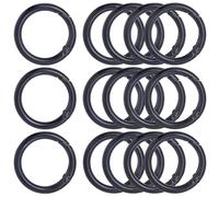 SOFPLATE 1 caja de 18 piezas de 33mm de Anillos de Resorte Negros Mosquetón Redondo Llavero con Clip Hebillas de Anillo de Metal Ganchos de Resorte de Gatillo Llaveros de Aleación de Zinc para Bricola
