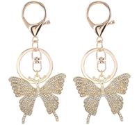 SOFPLATE 1 caja de 2 llaveros de Mariposa con Diamantes de Imitación, Llavero de Aleación, Llaveros con Colgantes de Animales, Insectos Y Mariposas das Brillantes para Llaves de Coche, Bolsos, Cartera