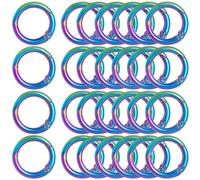 SOFPLATE 1 caja de 20 anillos de Resorte de Metal de 20mm con Forma de Mosquetón Redondo Llavero con Clip de Resorte de Color Arcoíris Hebillas de Anillo de Aleación de Zinc para Llaveros Carteras Cor
