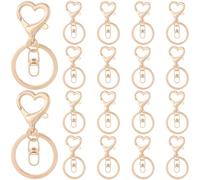 SOFPLATE 1 caja de 20 llaveros Giratorios Dorados con Clip de Langosta Cadenas de Extensión de Aleación con Forma de Corazón Ganchos de Metal con Gatillo Cierres Hebillas Kits de Accesorios para Llave