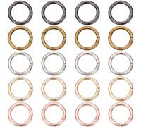 SOFPLATE 1 Caja de 20 Piezas de 5 Estilos de Ganchos de Resorte Redondos, Anillo de Resorte de 35mm, Colores Mezclados, Clip de Aleación Pequeño Y, Llavero A Granel, Cierres de Mosquetón Redondos pa