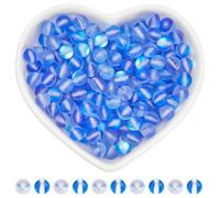 SOFPLATE 1 caja de 200 cuentas de cristal de piedra lunar de 6 mm, cuentas azules esmeriladas, redondas, holográficas, teñidas, de sirena, cuentas sueltas a granel para hacer joyas, pulseras,