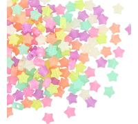 SOFPLATE 1 caja de 200 cuentas Luminosas de Estrellas Que Brillan En la Oscuridad Pequeñas Y Coloridas de Plástico con Forma de Estrella Sueltas Y Lisas Accesorios para Hacer Joyas Pulseras Collares Y