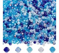 SOFPLATE 1 caja de 2000 piezas de 5 colores de Cuentas de Vidrio Facetadas Azules, Cuentas de Vidrio Bicono A Granel de 4mm de Color AB, Cuentas de Cristal Bicono de Zafiro Mezclado para Vacaciones, V