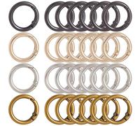 SOFPLATE 1 Caja de 24 Piezas de 4 Colores Anillos de Resorte con Cierre A Presión Redondos Mosquetón Clip de Metal Dorado Y Plateado Gatillo de Apertura Circular Llavero con Anilla Cierres de Hebilla
