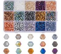 SOFPLATE 1 caja de 2400 cuentas de Cristal Facetadas Bicono de 4mm Cuentas de Cristal Bicono Multicolor Galvanizadas Cuentas de Briolette de Vidrio A Granel para Accesorios de Fabricación de Joyas Pu