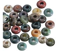 SOFPLATE 1 caja de 30 cuentas de Piedra de Agujero Grande in de Piedras Preciosas Rondelle A Granel de Ágata India de Cristal Plano Redondo Cuentas Espaciadoras de Piedra Natural para Puls