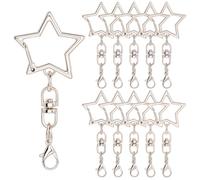 SOFPLATE 1 caja de 40 cierres de Llavero con Forma de Estrella Cierre de Estrella Plateado Cierres de Garra de Langosta de Aleación A Granel con Gancho Giratorio Hebilla Colgante Anilla de Resorte par