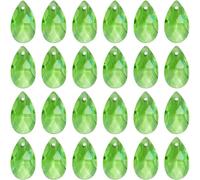 SOFPLATE 1 caja de 40 piezas de Dijes de Lágrima Facetados Cuentas de Lágrima de Vidrio Verde Lágrima Verde Pálido Prisma de Cristal de Pera Dijes de Piedra Natal de Agosto para Hacer Joyas Lámpara De