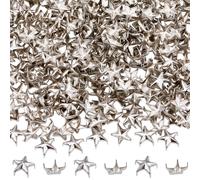 SOFPLATE 1 caja de 400 remaches de Estrella con Cabeza de Garra de 10mm de Aleación de Metal Plateado con Cinco Mordazas Estilo Punk Rock para Manualidades de Cuero Ropa Cinturones Bolsos Zapatos Chaq