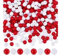 SOFPLATE 1 caja de 500 cuentas Redondas Acrílicas de 8mm Rojas Y Blancas Sueltas Lisas Pequeñas Bolas Opacas Espaciadores para Hacer Joyas Pulseras Collares Y Pendientes. Suministros para Manualidades