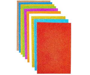 SOFPLATE 10 paquete de Láminas de Espuma Autoadhesivas con Brillantina Hojas de Espuma para Manualidades Colores Aleatorios Tamaño A4 rectángulo 11.9 x 7.9 pulgadas Cartulinas de EVA Brillantes para M