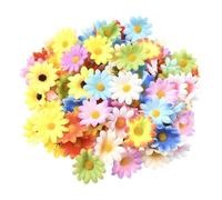 SOFPLATE 100 minicabezal de Flores Artificiales de Girasol Sin Tallo Multicolor 4cm Pequeñas Margaritas Gerberas de Tela Flores Artificiales para Coronas Guirnaldas Manualidades de Boda Fiestas Mesas