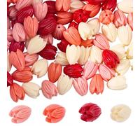 SOFPLATE 100 pieza de Cuentas de Flores de Coral de 4 colores, Cuentas Florales para Joyería, Coloridas Cuentas 3D Talladas, Jazmín Teñido, Coral Sintético, Estéticas, Pequeñas Cuentas Sueltas Y Lisas