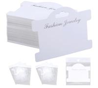 SOFPLATE 100 Unids 3.78 x 2.95 Pulgadas Tarjeta de Embalaje de Joyería Tarjetas de Exhibición de Pulsera Tarjetas de Exhibición de Pulsera con Bolsas Portatarjetas de Joyería de Papel de Cartón Blanco
