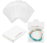 SOFPLATE 100 Unids Paquete de Joyería Bolsas Pendientes Tarjetas de Exhibición Pequeño Conjunto de Embalaje de Artesanía Cartón Blanco Encabezado Plegable Titulares de Tarjetas para Vender Colgantes M