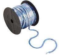 SOFPLATE 100 Yarda de Tira de Lentejuelas Planas de 6mm Cinta de Adorno de Lentejuelas Azules Hilo de Lentejuelas Metálicas Rollo de Lentejuelas Brillantes Holográficas para Manualidades Costura Vest