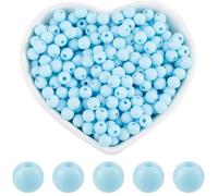 SOFPLATE 1000 cuentas acrílicas azules de 6 mm, redondas, lisas, opacas, color azul cielo, cuentas sueltas pequeñas para hacer joyas, pulseras, collares, aretes, suministros, manualidades,