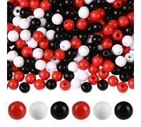 SOFPLATE 1000 pieza de 3 colores 6mm Perlas Negras Cuentas Acrílicas Opacas Rojas Y Blancas Pequeñas Bolas Redondas de Imitación de Perlas Espaciadores Sueltos Y Lisos Accesorios para Joyería Pulseras