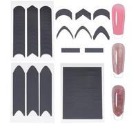 SOFPLATE 1080 plantilla Autoadhesiva para Punta Francesa Guías para Uñas de | 30 lámina de PVC Negro con Diseño de Luna Línea Recta Guías Auxiliares para Uñas Cinta para Decoración DIY para Mujeres Herra