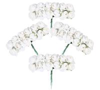 SOFPLATE 144 pieza de Rosas Artificiales de Papel Flores Blancas de Imitación En Miniatura de 1.8cm con Tallo Suave para Centros de Mesa de Bodas Despedidas de Soltera Pinzas para el Pelo Tarjetas Ado