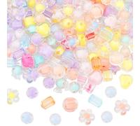 SOFPLATE 160 pieza de 8 estilos de Cuentas de Caramelo Acrílicas Cuentas Transparentes de Colores Lindas Cuentas Espaciadoras Sueltas con Forma de Estrella Calabaza Flor Cubo Octagonal para Hacer Joya