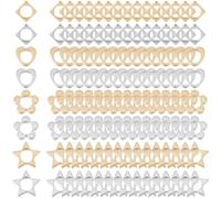 SOFPLATE 160 pieza de 8 estilos de Cuentas Espaciadoras de Flores Huecas Marcos de Cuentas de Plástico Dorados Plateados con Forma de Corazón Estrella Y Cuadrado Conector de 2 agujeros Espaciadores Su