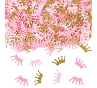 SOFPLATE 2 juego de 600 coronas de Confeti con Purpurina Dorada para Mesa de PVC Rosa Brillante para Princesas Príncipes Y Reyes Pequeñas Manualidades Accesorios de Confeti para Fiestas Cumpleaños Fie