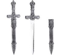 SOFPLATE 2 pieza de Réplica de Espada Medieval Espada Pirata Medieval con Vaina 12 pulgadas Cuchillo Falso Negro Vintage Daga Accesorios de Disfraz de Pirata para Fiestas de Halloween Cosplay Juegos d