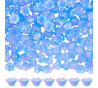 SOFPLATE 200 cuentas de flores de cristal morado con forma de campana, lindas trompeta floral, sueltas, campanillas de viento, cuentas espaciadoras para hacer joyas, suministros de bricolaje,