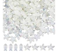 SOFPLATE 200 pieza de Cuentas Acrílicas de Pez Cuentas Marinas Transparentes Estrellas de Mar Animales de Playa Verano Estéticas Galvanizadas Pequeñas Sueltas Lisas Espaciadores para Pendientes Pulser