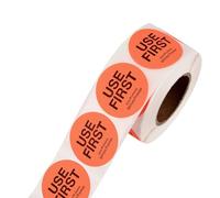 SOFPLATE 2000 rollo de Pegatinas Naranjas de 4 pulgadas para Primeros Usos Etiquetas de Alimentos para Cocina Control de Inventario Seguimiento de Cocina Organización Rotación de Stock Gestión de Alma