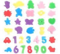 SOFPLATE 34 juego de Esponjas para Pintar con Formas, Surtido de Colores, Números Mixtos, Animales, Espuma, Pequeñas Manualidades, Sellos para Manualidades, Modelos de Aprendizaje, Actividades, Pincel