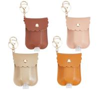 SOFPLATE 4 Llavero con Llavero para Desinfectante de Manos, Color Rosa, Marrón Y Amarillo, Pequeño, Portátil, con Clip, de Cuero, para Bolso de Mujer, Líquido, Champú.