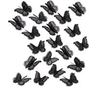 SOFPLATE 40 Parche de Mariposa de Encaje Negro para Planchar Adornos 3D de Doble Capa Apliques de Encaje de Organza Adornos para el Cabello Accesorios para Fiestas de Halloween Decoración DIY.