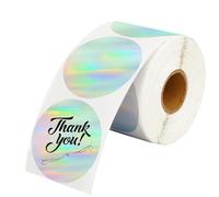 SOFPLATE 400 rollo de Etiquetas Adhesivas Térmicas Holográficas Plateadas Redondas de 2 pulgadas, Etiquetas Adhesivas Reflectantes Autoadhesivas Impermeables para Impresora, Etiquetas Adhesivas para E