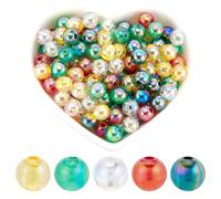 SOFPLATE 5 Colores 500 Piezas Cuentas de Acrílico de Navidad Cuentas de Plástico Rojo de 8mm Redondas Verde Amarillo Blanco Ab Color Claro Cuenta Espaciadora Suelta para Hacer Joyas Decoración Del Hog