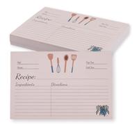 SOFPLATE 50 Paquete de Tarjetas de Recetas de 4 x 6 Pulgadas de Doble Cara para Novias, Tarjetas En Blanco Rectangulares de Papel para Escribir, Cartulinas Gruesas Rústicas Vintage Retro Rosa Brumosa