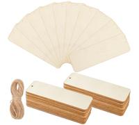 SOFPLATE 50 pieza de Marcapáginas de Madera s En Blanco de 6x2 pulgadas Marcadores de Madera En Blanco Etiquetas de Regalo de Madera Sin Terminar con Cordón de 39.4 pies/12 m Kits para Hacer Marcapági