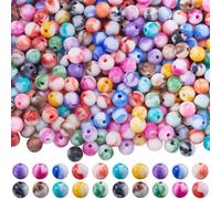 SOFPLATE 500 cuentas redondas de 8 mm, cuentas acrílicas opacas, coloridas, tinta surtida, suave, pequeñas espirales de mármol, cuentas espaciadoras sueltas para hacer joyas, pulseras, collares,