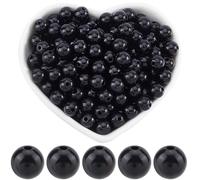 SOFPLATE 500 pieza de Cuentas Acrílicas Negras de 8mm Cuentas Redondas Opacas Pequeñas Sueltas Lisas Espaciadoras de Joyería para Hacer Joyas Pulseras Collares Pendientes Suministros