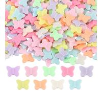 SOFPLATE 500 pieza de Cuentas de Mariposa de Colores, Cuentas Acrílicas de Animales, Abalorios Espaciadores Sueltos de Poni Pequeño con Forma de Ala de Resorte Opaca, Accesorios para Hacer Joyas, Coll