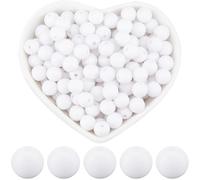 SOFPLATE 500 Pieza de Cuentas Redondas Blancas de 8mm Acrílicas Lisas y Opacas para Joyería y Manualidades
