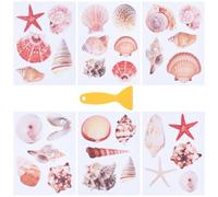 SOFPLATE 6 página de Pegatinas Antideslizantes para Bañera con Forma de Concha Marina Pegatinas Marinas con Raspador Calcomanías de Animales Del Océano para Suelos Resbaladizos para Ducha Y Bañera Dec