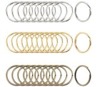 SOFPLATE 60 llavero de 3 colores Dorados con Aberturas, Redondo, Plano, de Hierro, de 1 pulgadas, Circular, Abierto, de Doble Bucle, de Metal, Colorido, para el Hogar, Llaves de Coche, Llaveros, Manua