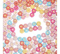 SOFPLATE 600 pieza de Cuentas de Corazón Redondas Planas de Acrílico de Amor A Granel de 4x7.{079} in Mini Colorido Día de San Valentín Oro En Forma de Corazón Espaciador Suelto Cuentas de Pony para H