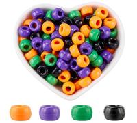 SOFPLATE 800 pieza de 4 colores de Cuentas de Pony A Granel de Halloween Cuentas de Pony Moradas de Plástico Verde Naranja Negro Juego de Cuentas de la Suerte para Hacer Joyas Pulseras Regalos de Boda